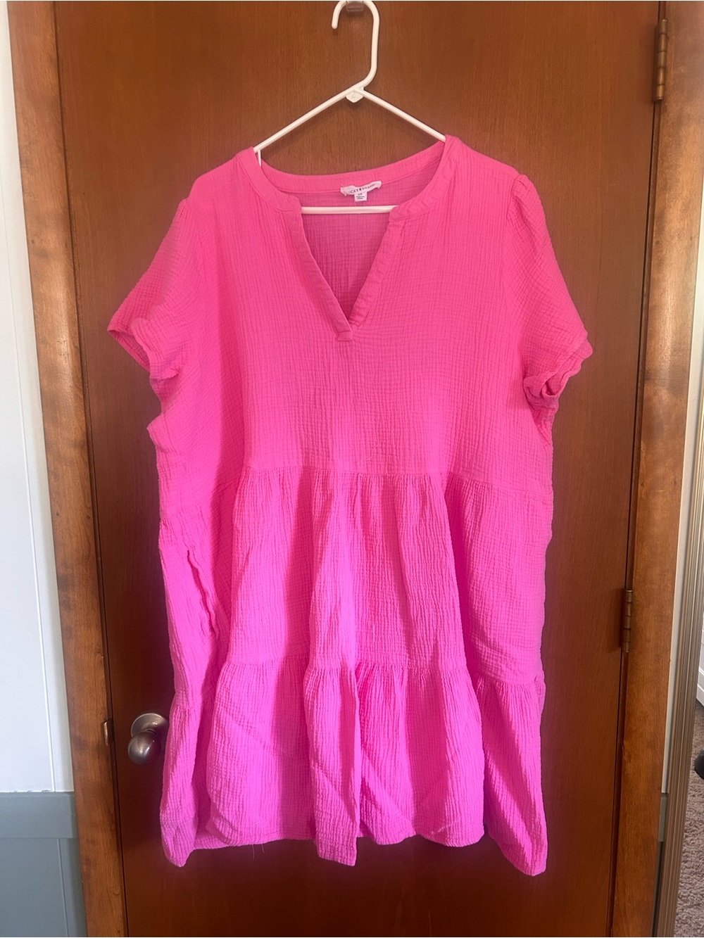 Lucky Bright Pink Tiered Gauze Dress